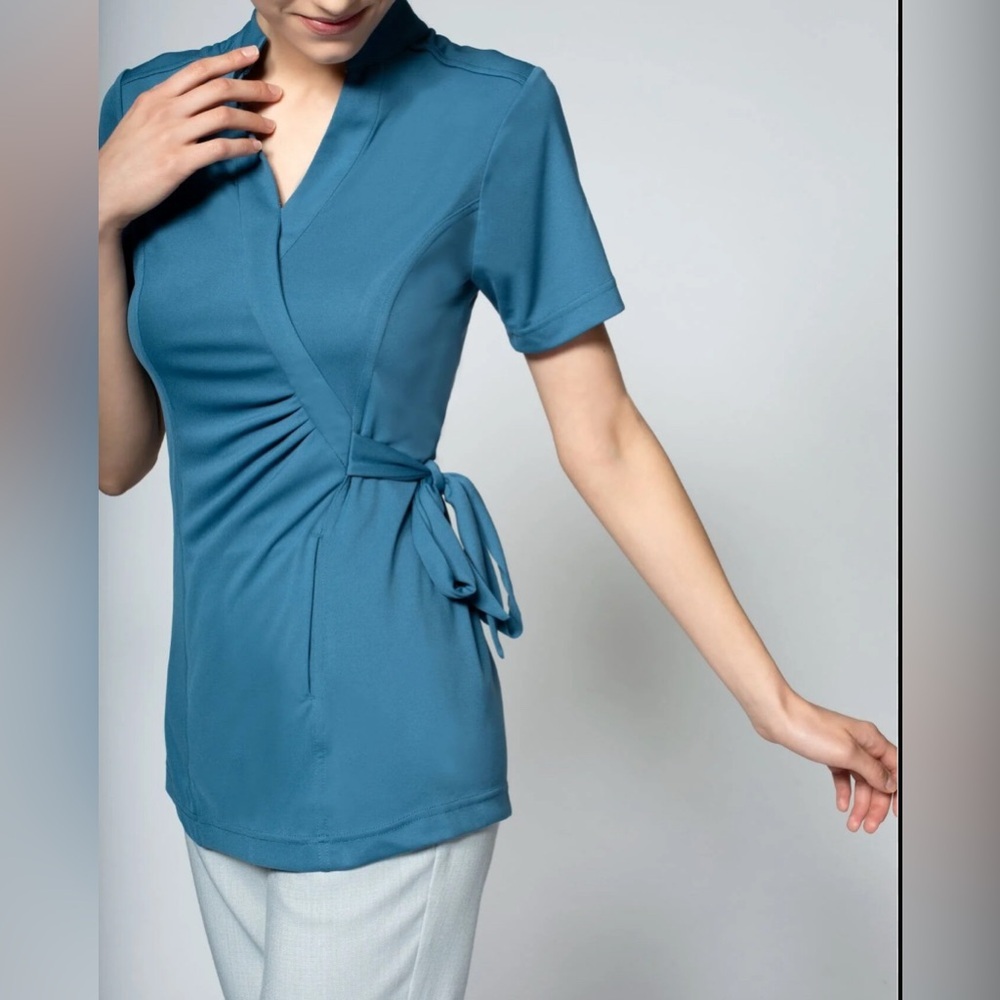 Noel Asmar Laurel Faux Wrap Scrub Top Size Small